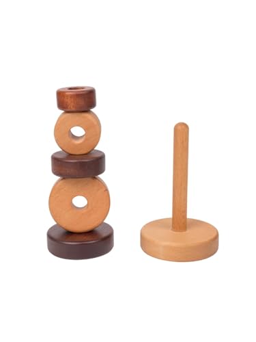 Wooden Stacking Rings for Babies, Montessori Stacker Toys for Toddlers 18+ Months, Educational Learning Sorter and Stacking Tower, Natural Wood Toy for Fine Motor Skills (Circle) - Image 4