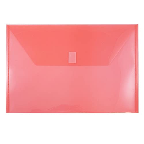 JAM PAPER Plastic Envelopes with Hook & Loop Closure - Legal Booklet - 9 3/4 x 14 1/2 - Red - 12/Pack