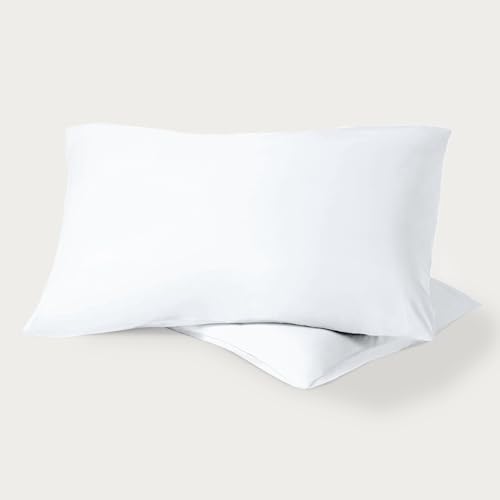 Bare Home 100% Organic Cotton King Pillowcase Set - Crisp Percale Weave - White Pillowcases 2 Pack - Lightweight & Breathable (King Pillowcase Set of 2, White)