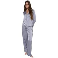 TRAMAS+ Pijama Mujer Satén, Pijama Mujer Largo, Conjunto de