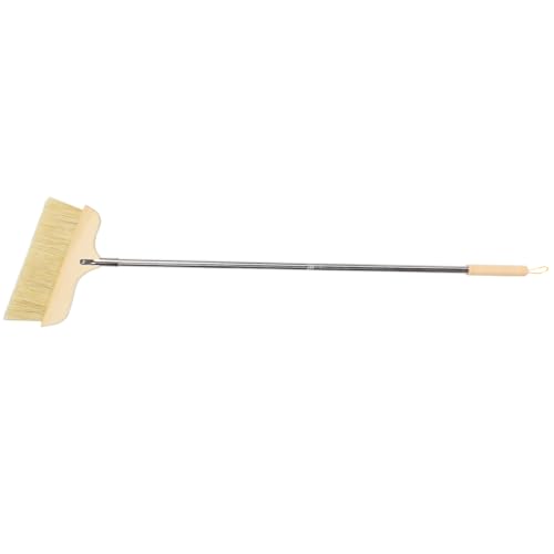 Cabilock Wood Broom Stainless Steel Handle Long Handle Bristle Brush Rug Sweeper for Household Floors