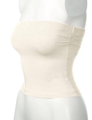 Image of Women's Shapewear Tube Tops Strapless Ruched Built-in Shelf Bra Casual