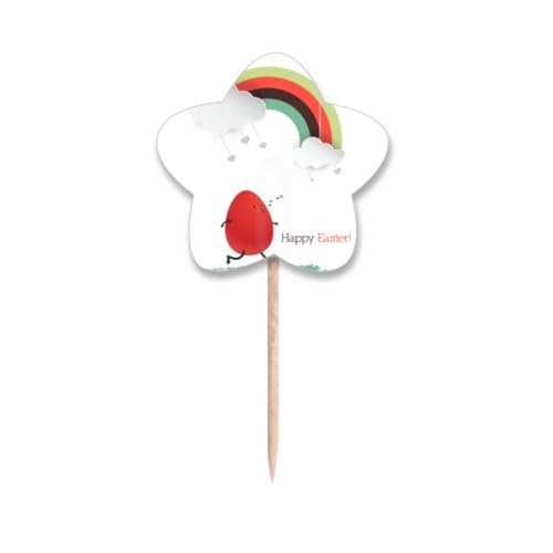 Œuf de Pâques cure-dents drapeaux arc-en-ciel avec étoiles pour cake design élégant