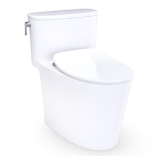 TOTO Aurora One-Piece Elongated Toilet 1.0 GPF with CEFIONTECT and SoftClose Seat, Cotton White - MS686234CUFG#01 miniatura 1