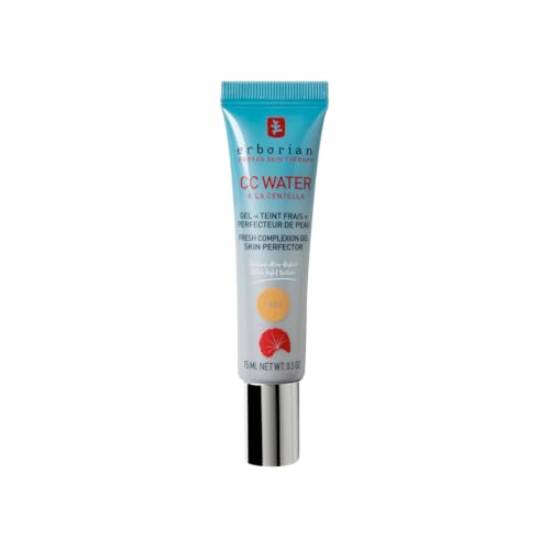 Erborian - CC Water con Centella Asiática - Tratamiento Tinte Facial Perfeccionador de Piel con Ácido Hialurónico - Efecto Hidratante y Alisador - Tono Dorado - Cuidado Cosmético Coreano - 15ml
