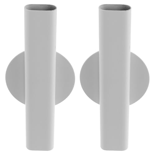 Mobestech Vase Mural Tubulaire Adhésif Blanc Petit Format en Métal, Porte-Fleurs Décoratif pour Salle de Bain Cuisine, Lot de 2 Mini Jardinières Murales pour Plantes...