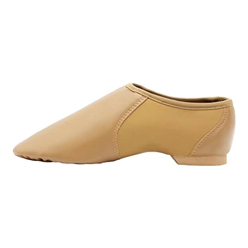 Dynadans Zapatos de jazz, zapatos de baile de jazz, zapatos de jazz en la parte superior de cuero, zapatos de jazz para niñas y niños (niños grandes/niños pequeños/niños), Brown, 31 EU Cover