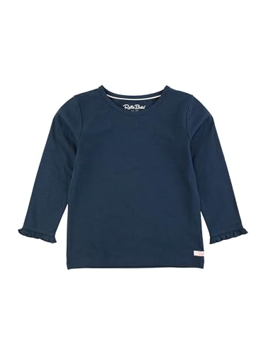 Image of RuffleButts Baby /Toddler Girls Knit Ruffle Tee - Long Sleeve T-Shirt | 51% Cotton 49% Modal, Breathable Fabric, Athletic Fit, Layering Undershirt, Yoga Or Gym Wear, Machine Wash