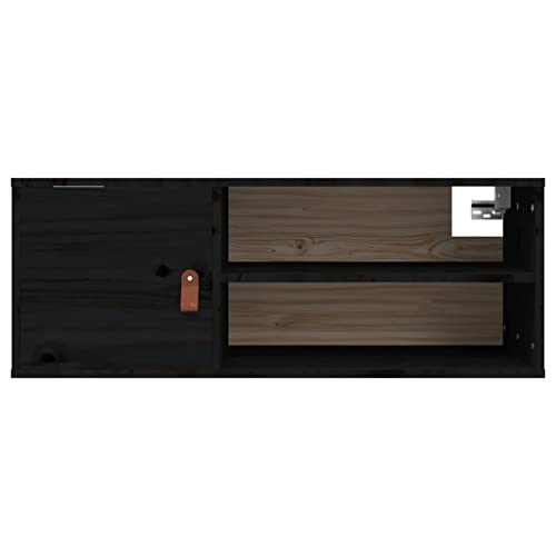 Meuble de rangement flottant noir gain de place 4 compartiments - 7