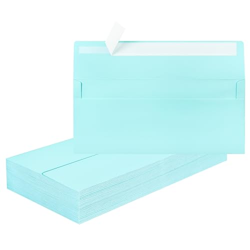 Image of 50 Pcs #10 Light Blue Envelopes Letter Size Self Seal, Business Envelopes