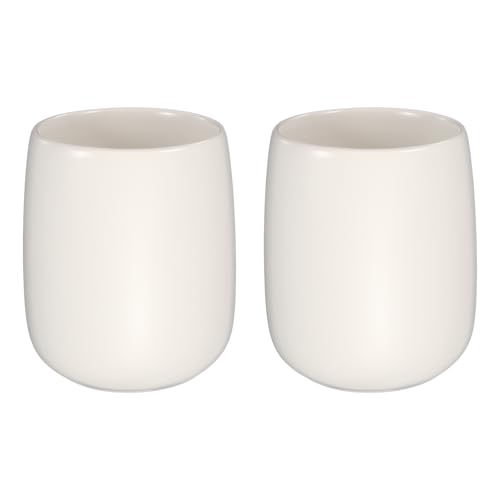 sourcing map 2 bicchieri da bagno in ceramica, 300 ml, riutilizzabili, porta spazzolino da denti, tazze da tè in ceramica, per collutorio e dentifricio, bianco