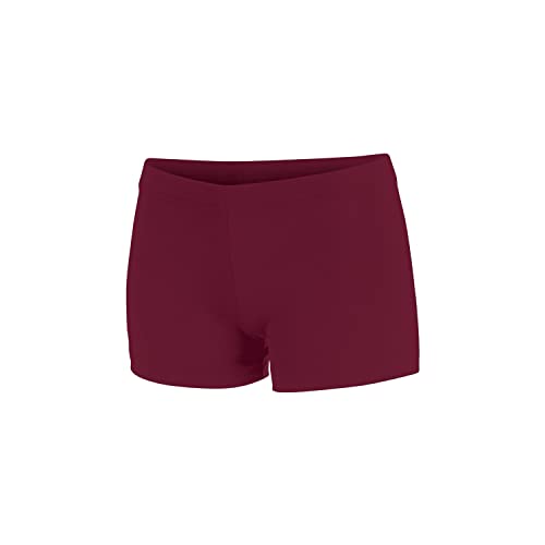 Chassé Girls Boy-Cut Cheerleading Briefs, Soft Mid-Rise Athletic Shorts (YL, Maroon)