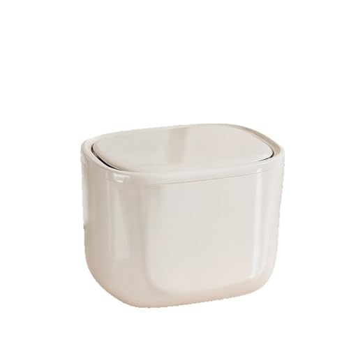 Mini poubelle de comptoir crème petit format avec couvercle cliquable