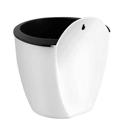 Hoigon 6 Pack 7 Inch Self Water Hanging Plants Pots, Self Watering Wall Hanging Plastic Planters With S-Hooks And Wicks, Lazy Flower Pot For Indoor Outdoor Orchids African Violet, White #TOP3