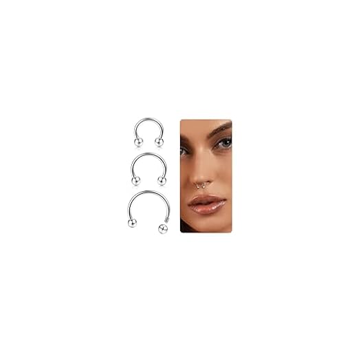 Diamday 3pz G23 Titanio septum Piercing Nariz 16G anillos nariz herradura aro septum pendiente helix cartílago ceja tragus labios anillos para daith pezón para Piercing joyería 8-12mm | Ya disponible en tu tienda friki favorita! En mundofriki.es!