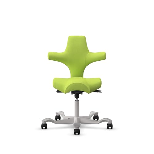 Image of HAG Capisco Standard Chair-Silver Frame-Upholstered Bright Green