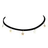 Balacoo Collar Choker para Mujer Colgante de Cinco Puntas en Aleación Negra, Diseño Simple y Elegante para Fiestas Playa y Ocasiones Obsequios