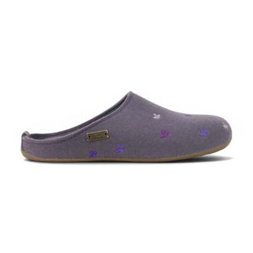 Image of HAFLINGER Fafalline Wool Felt Butterfly Motif Womens Slip On Mule Slippers Unisex