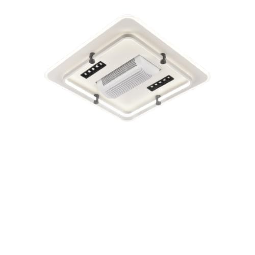 Image of Smart Bladeless Ceiling Fan with LED Light, Remote Control, Dimmable Three-Color Lighting, Square Chandelier Ceiling Fan for Living Room, Bedroom, Hall & Indoor Spaces