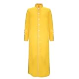Men's Cassock Robe Church Long Robe Choir Minister Clergy Pulpit Liturgical Multicolored Uniform (M, Yellow + White Lines)