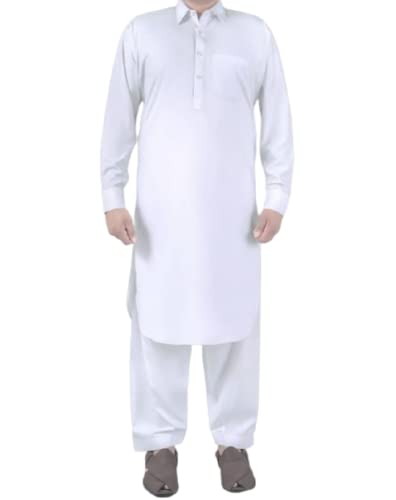 Premium Quality Pakistani Kameez Shalwar Men White Eid Suit Custom Size Indian and Pakistan Men Suits Men Dress Men Clothes