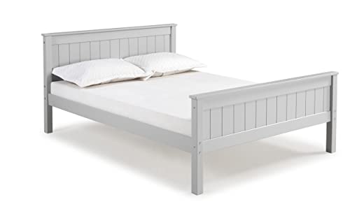 Harmony Full Wood Platform Bed, Dove Gray - Sturdy Pine with Wide Plank Headboard and Footboard, Side Rails Included, Mattress Compatible with Slats or Bunkie Board - Ideal for Kids Bedroom