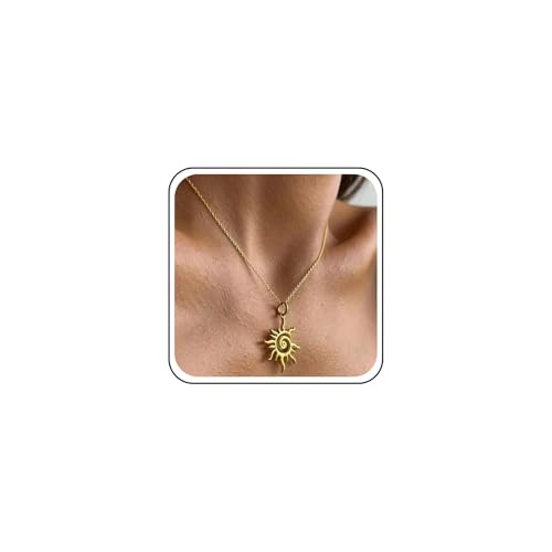 Cimenexe Bohemian Sunburst Choker Halskette Gold Sonne Anhänger Halskette Metall Spirale Sonne Kragen Halskette Steigende Sonne Kette Halskette Schmuck Für Frauen