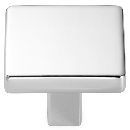 KOOFIZO Lot de 10 boutons de placard carrés – Poignée chromée (31 mm) pour porte de placard de cuisine, tiroir de commode de chambre à coucher, quincaillerie...