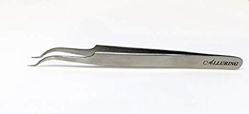AlluringSilver Tweezers for Eyelash Extension for Volume Lashes 3D, 5D & 6D lashes S Curved