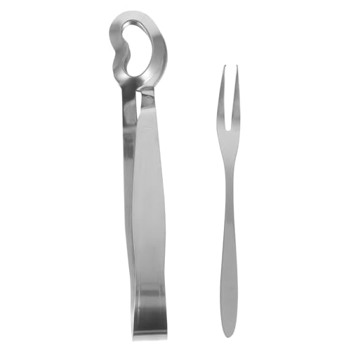 iplusmile Pinzas Multifuncionales para Caracoles y Tenedor de Acero Inoxidable para Mariscos Práctico para Cocina y Exteriores Accesorio para Servir Escargots con Diseño Ergonómico y