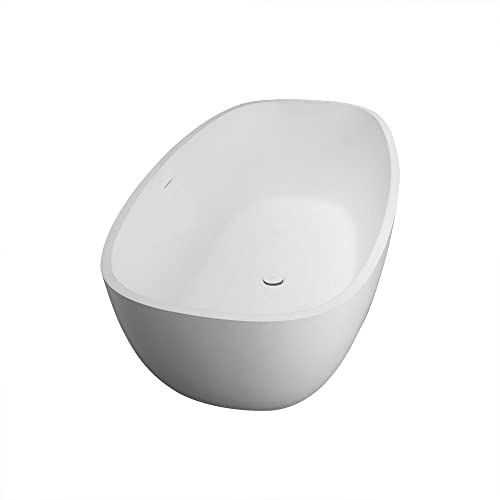 Bathtub Freestanding Modern Oval Whirlpool - Trend 65 Inch Glossy White Acrylic Stand Alone Soaker Hot Tub Built-In Overflow & Drain For Bathroom #TOP1