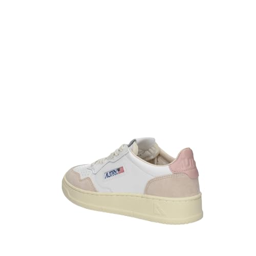 AULW LS37 Women's Leather and Suede Sneakers Shoes White-Pink2