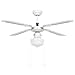 vidaXL Deckenventilator mit Lampe 3 Geschwindigkeitsstufen Leuchte Beleuchtung Windmaschine Lüfter Kühler Decken Ventilator Wohnzimmer Deko 106cm Weiß