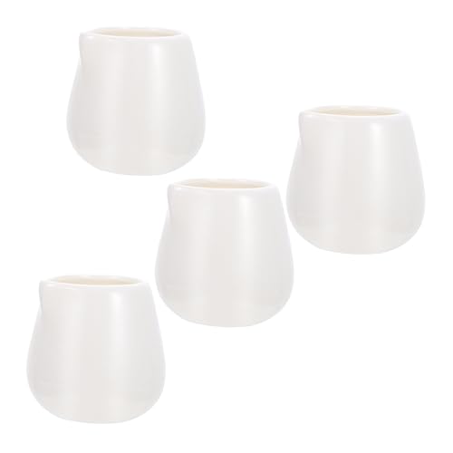 VINTORKY 4pcs Ceramic Milk Cup Coffee Creamer Pitcher Espresso Wdt Containers Milk Pourer Small Milk Jug Sauce Cups Water Bottles Mini Oatmilk Water Kettle Ceramic Milk Jugs White Ceramics