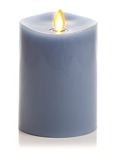 Luminara Realistic Artificial Moving Flame Pillar Candle - Moving Flame LED Battery Operated Lights - Unscented - Remote Ready - Remote Sold Separately - Faded Denim - 3' x 4.5'