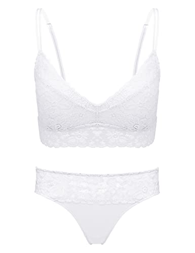 Orbescl Sujetador y Braga Encaje sin Aros Conjunto Lenceria Mujer Cómodo Push up Bra de Algodón Bralette con Copa Triangular Ropa Intenrior para Diario Dorimir Cover