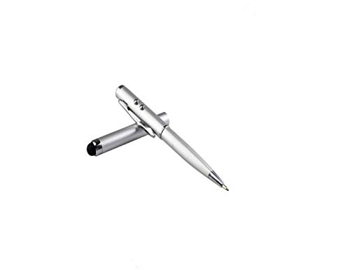 Image of 4 In 1 Stylus Touch Screen Pen With Inbuilt Laser,Torch,Ball Point Pen For Multi (Silver)Tablet