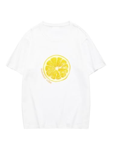 Verdusa Women's Cute Fruit Print Graphic Tees Drop Shoulder Short...
