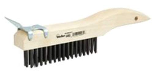 Image of Weiler 44065 Hand Wire Scratch Brush w /Scraper, .012 Carbon Steel Fill, Shoe Handle, 4 x 16 Rows, Made in The USA (Pack of 12)