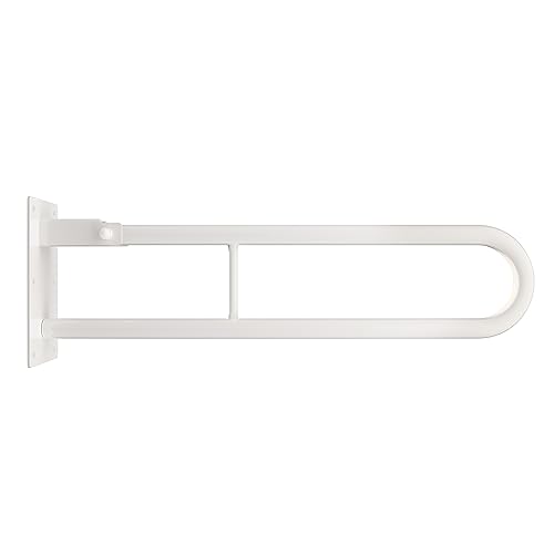 Aquabad® barre d'appui wc relevable en acier, blanc, 80 cm