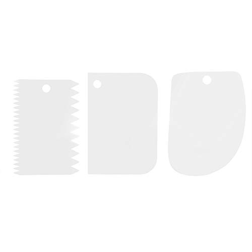 Sunicon Bowl Spatula and Bench Scraper, 3 Piece Trapezoidal Plastic Scraper Multi Function Kitchen Scraper, for Bread Dough Baking Cake Fondant Icing Decoration
