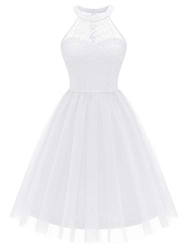 Image of Dressystar Women's Sequin Short Prom Dress Sparkly Halter Tulle Cocktail Party Homecoming Dresses