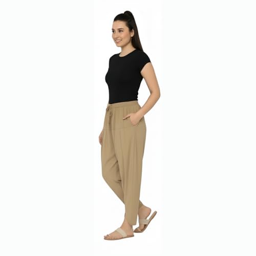 Image of Loose Fit Rayon Dhoti Tulip Pants for Women Patiala Salwar Bottom Wear Harem Pants, Waist Free Size (28 Inch to 42 Inch)