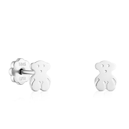 TOUS Pendientes de Oro Blanco de 18kt para Bebé con Cierre Rosca y Motivo de 0,6 mm, Sencillez y Elegancia, Colección Sweet Dolls