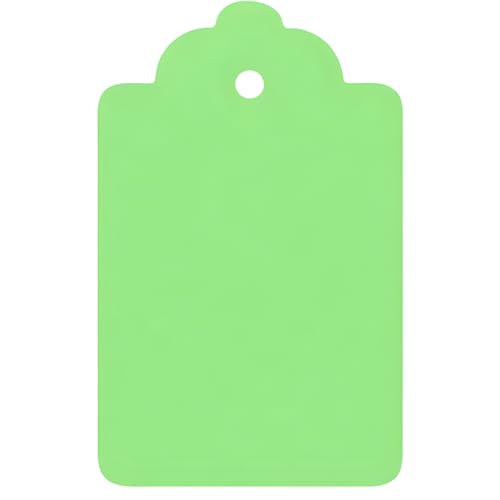 Image of CVANU 300pcs Premium Color Tag Blank Hanging with Pre-Punched Hole Tags for DIY Crafts, Gift Wrapping, Labelling & Writable Decorative Tags for All Occasions (2.85in X 1.7in) Light Green