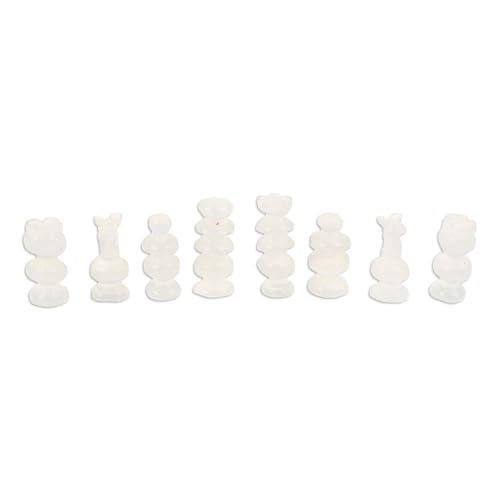 Mini set de ajedrez de ónix y mármol gris e marfil miniatura 5