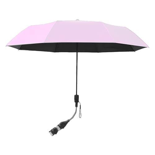 POTRUWE Guarda-sol de cadeira com abraçadeira universal, guarda-sol de praia ajustável de 360°, guarda-chuva portátil para cadeiras de rodas, cadeiras de pátio, cadeiras de praia, Rosa