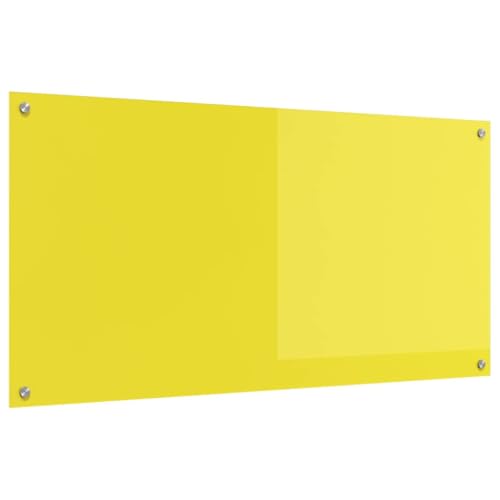 vidaXL Küchenrückwand Gelb 120 x 60 x 0,6 cm Gehärtetes Glas, Moderner Küchenstil, Coole Rückwand, hitzebeständiger Schutz, Glasplatte, einfache Reinigung für Deine Kochzone