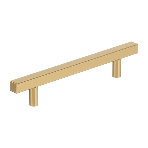 Image of Amerock 25 Pack 5-1 /16 inch Bar Pulls Square Champagne Bronze Drawer Pull | 5-1 /16 inch (128mm) Center-to-Center Mounting Distance and 7-3 /8 inches Overall Length, Durable Zinc Cabinet Hardware