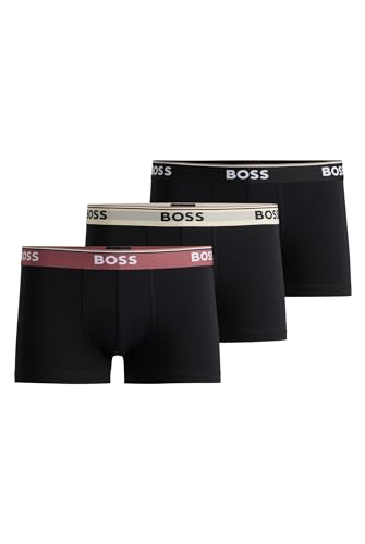 BOSS Hommes Trunk 3P Power Lot de Trois Boxers Courts en Coton Stretch avec Taille logotée